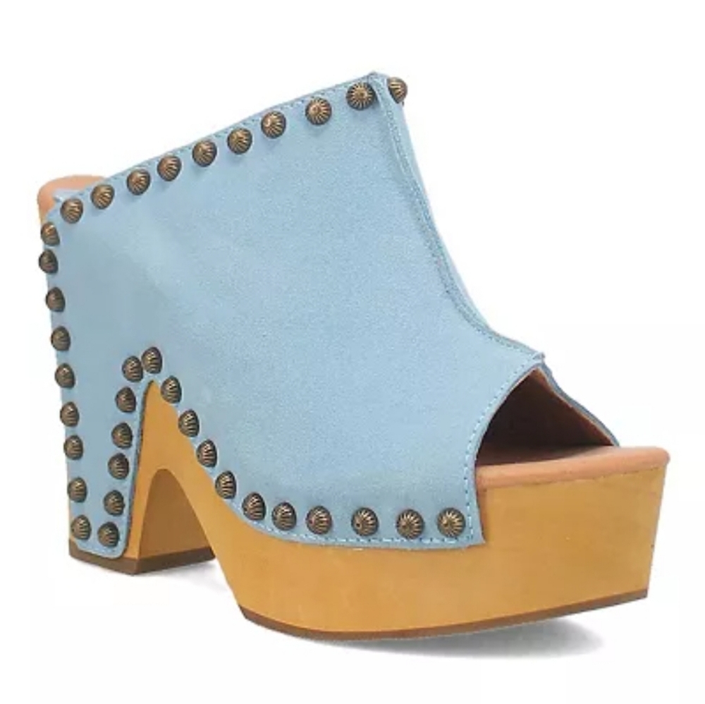 Dingo sz 8 Denim Suede Peace N' Love Clogs Platform Sandals